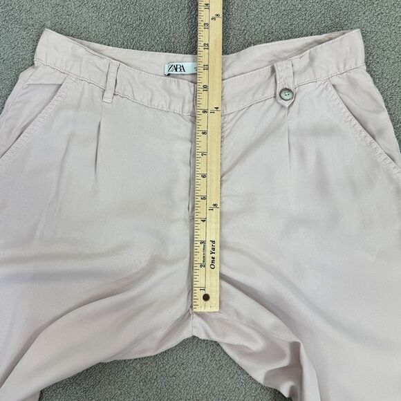 Zara Pleated Front Trouser Pants Blush Size 4 Relaxed Ankle - Picture 11 of 12